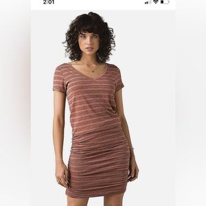 PrAna foundations tee dress salmon stripe xs